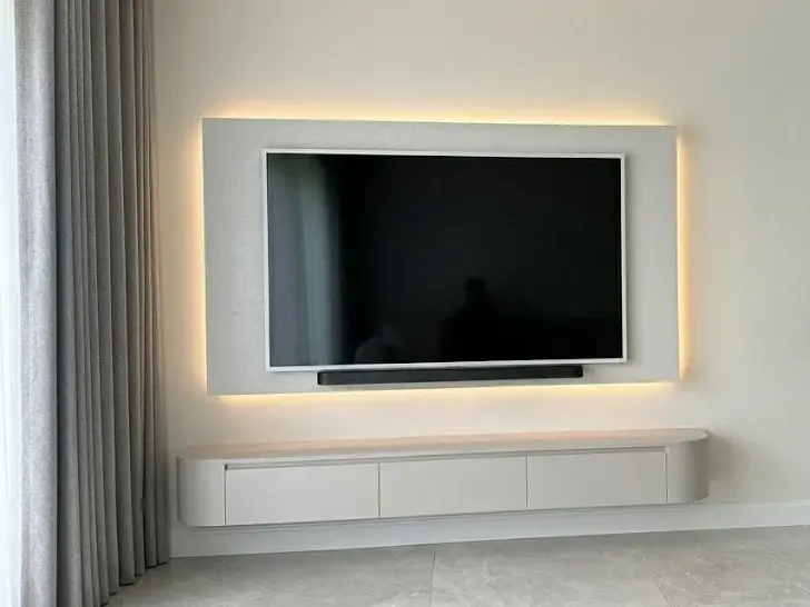 Curved Sides Floating Wall-Mounted TV Stand