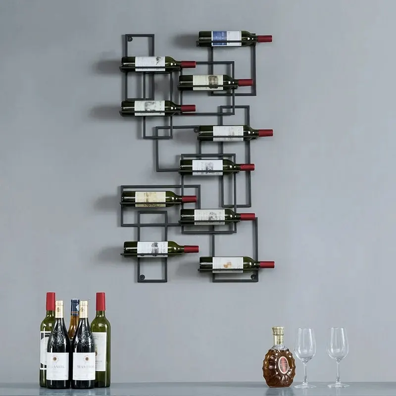 Geometric Wall Mounted Wine Rack – Black