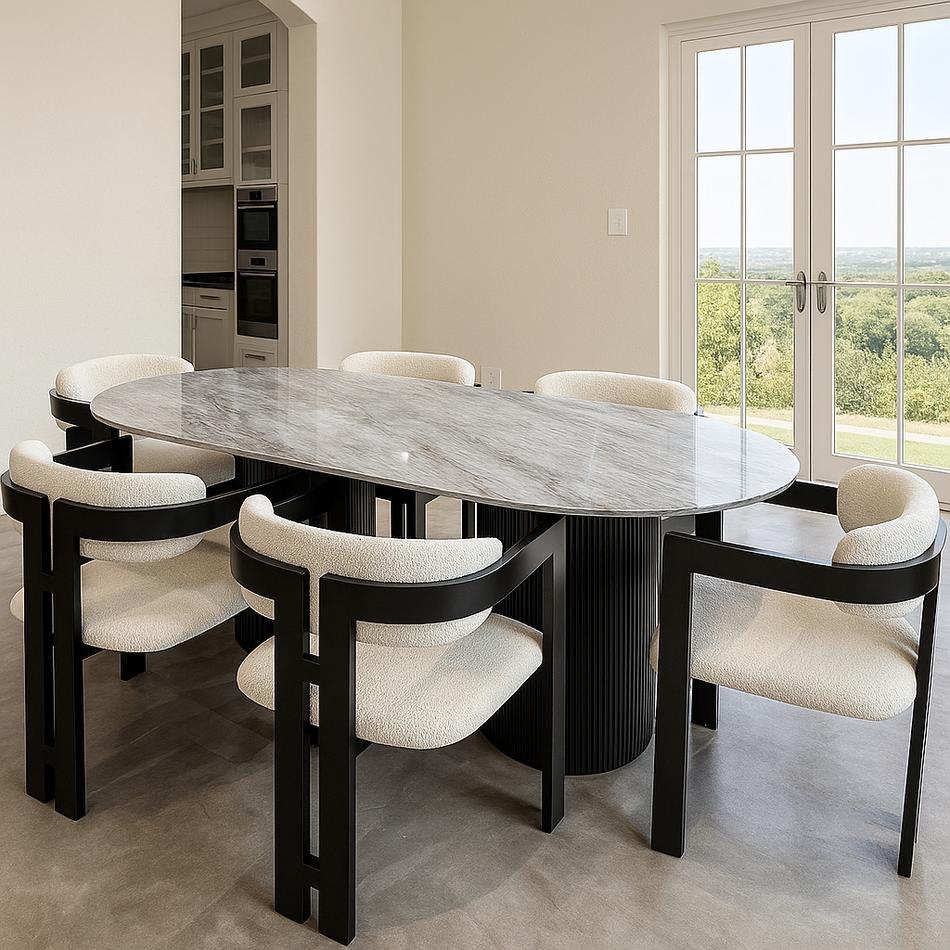 Valencia Fluted 6-Seater Oval Dining Set