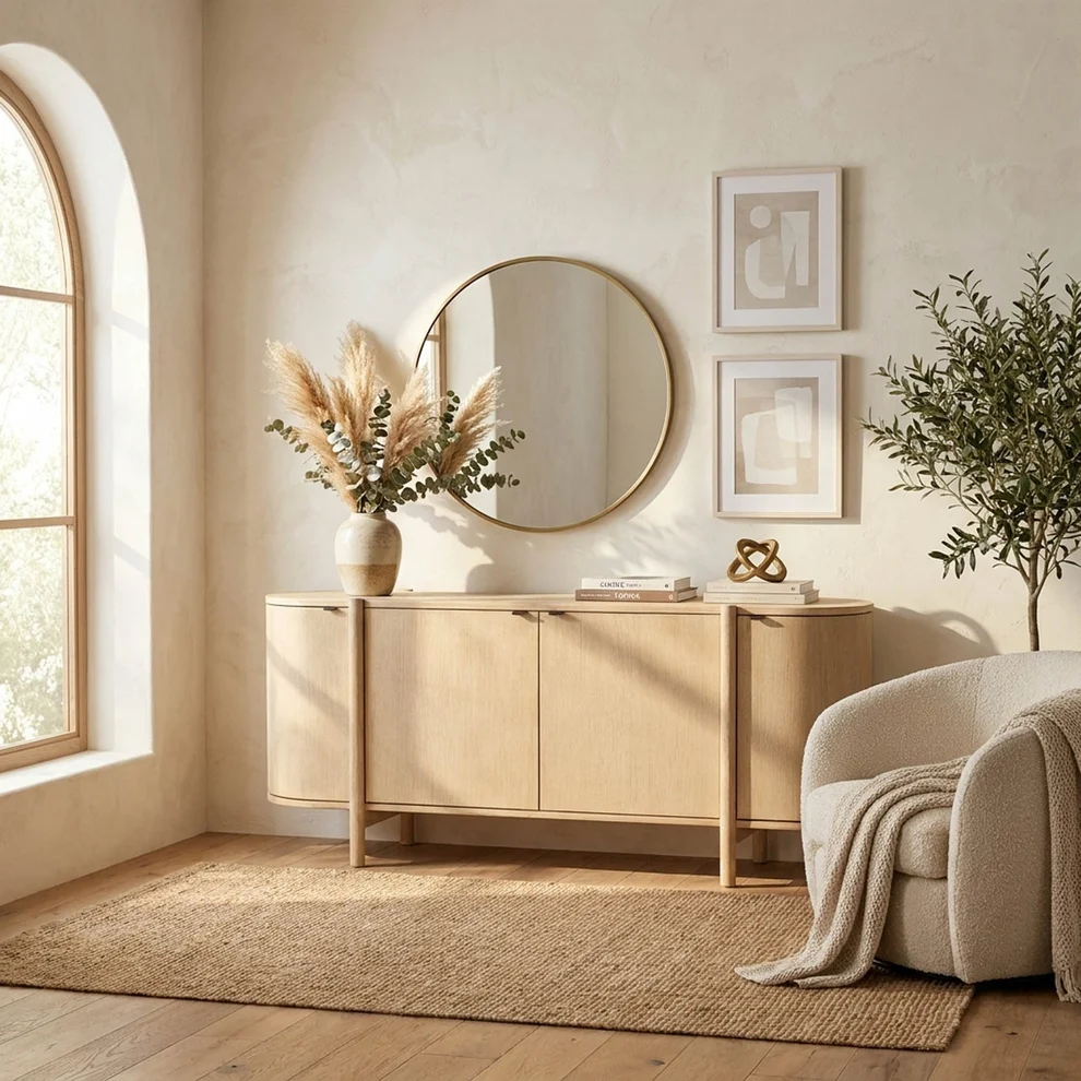 Exposure 4 Door Sideboard – Natural Acacia Storage Cabinet