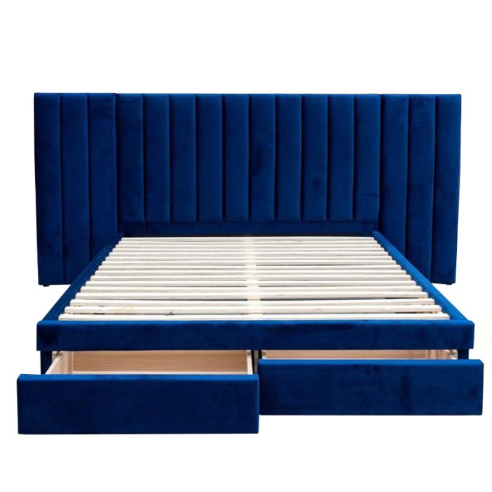 Modern Beryl Velvet Bed with Side Drawers