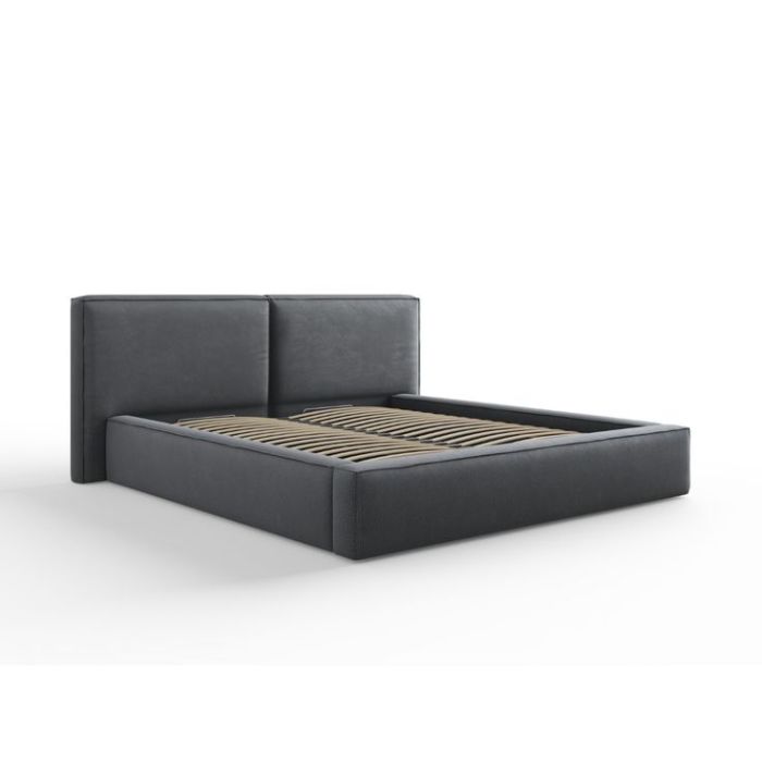 Modern Platform Bed – Upholstered Double-Panel Headboard