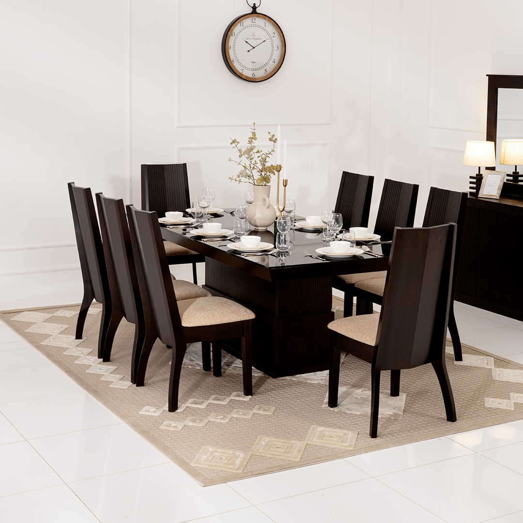 Astra Glass-Top Eight-Seater Dining Set