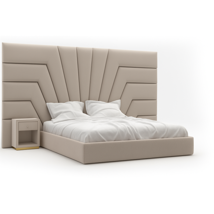 Luxury Bed with Oversized Geometric Headboard