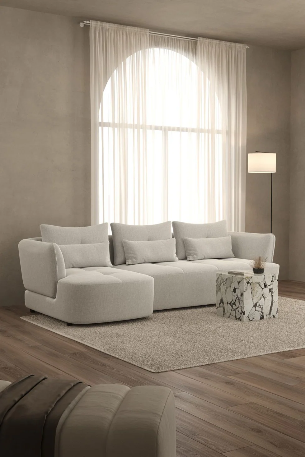 Briella Clay Mist 3-Seater Sofa with Chaise
