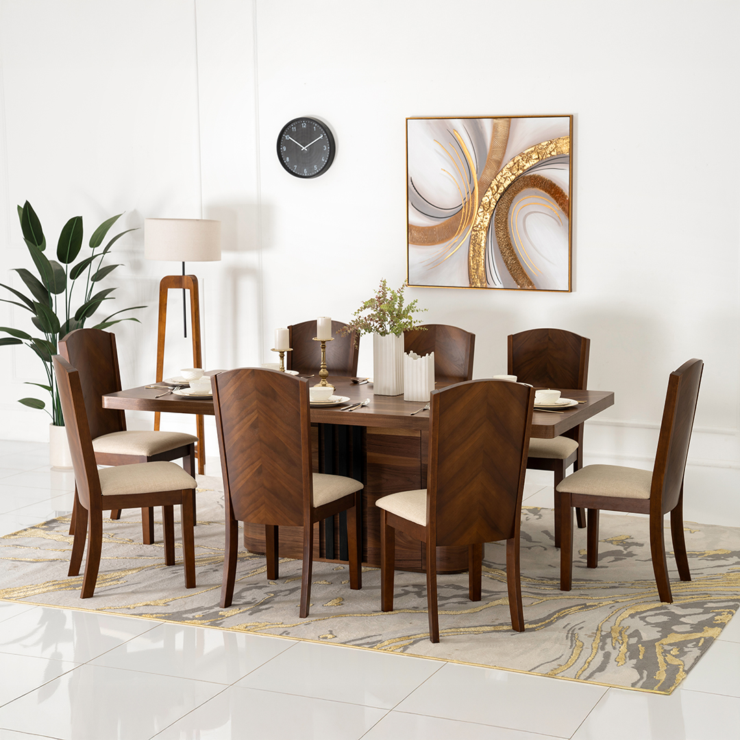 Sofia Matt Cocoa Eight-Seater Dining Set