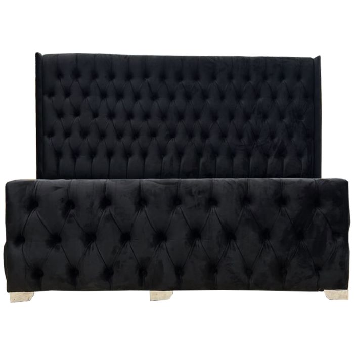Modern Eleanor Velvet Bed with Tufted Headboard