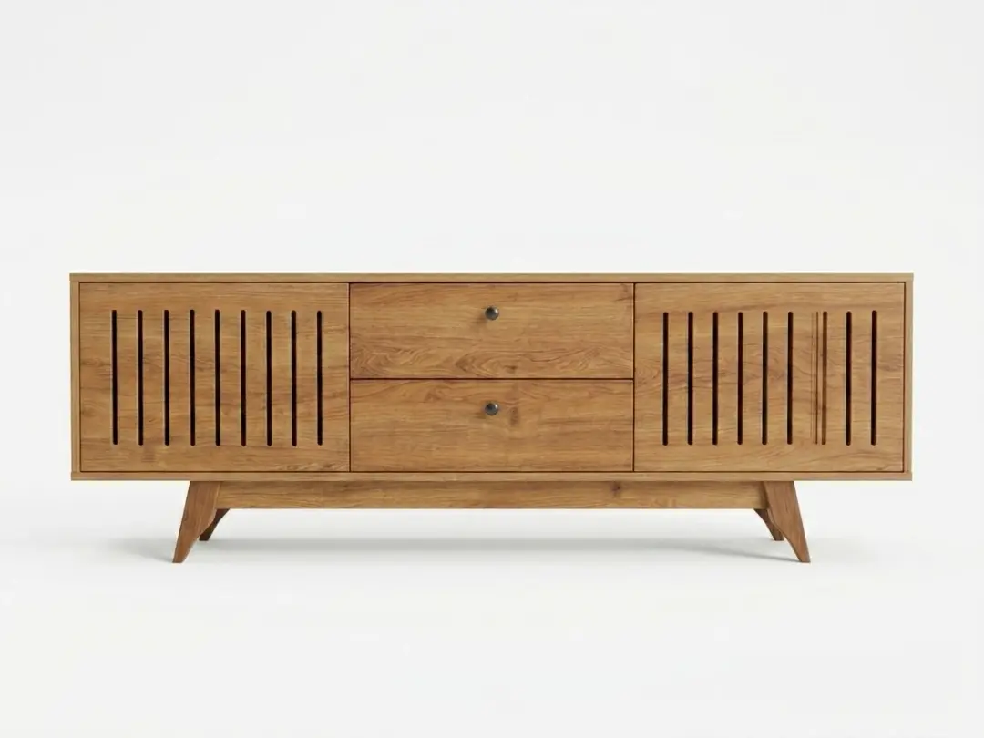 Scandinavian Royal Teak grooved TV Stand