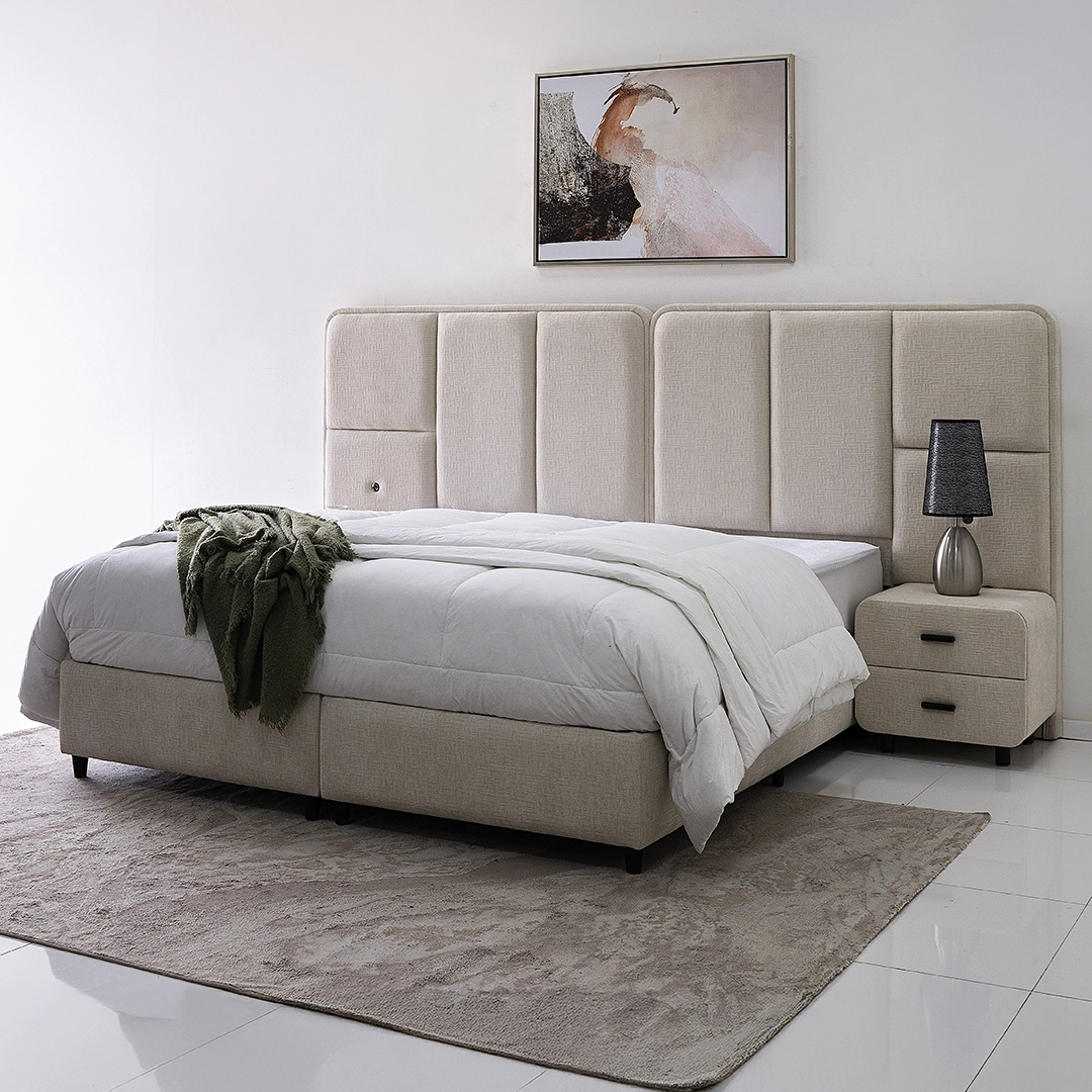 Smart Upholstered King Bed with Side Tables