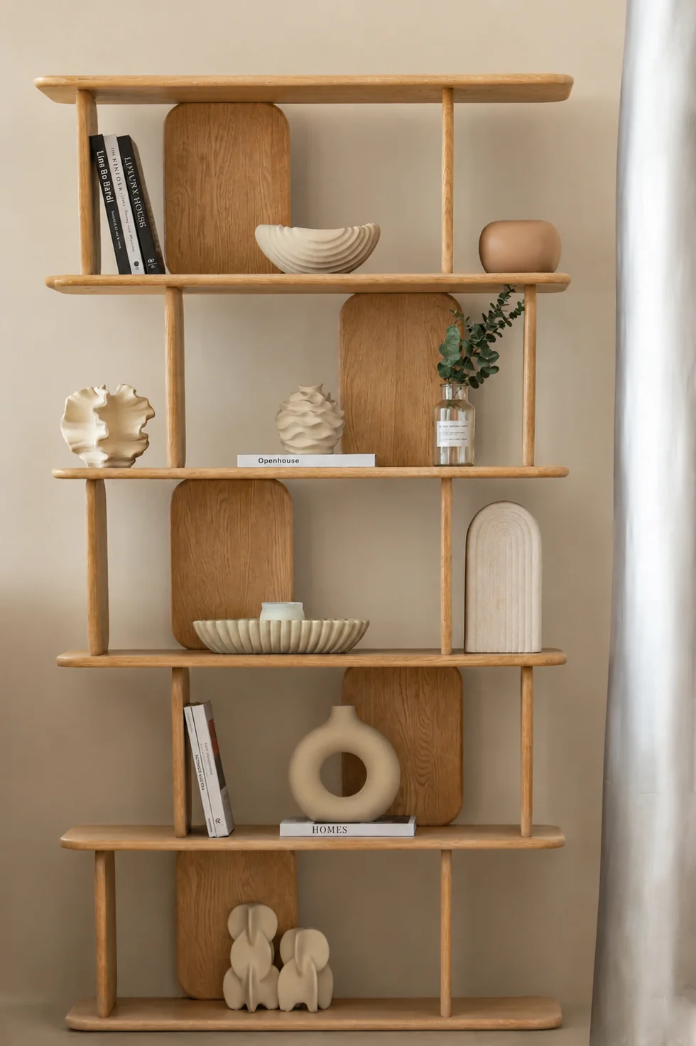 Lunova White Ash Wooden Bookcase