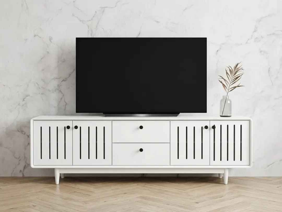 Slat Door TV Stand