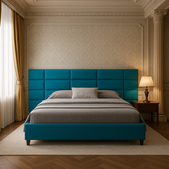 Contemporary Upholstered Bed – Extended Panel Headboard