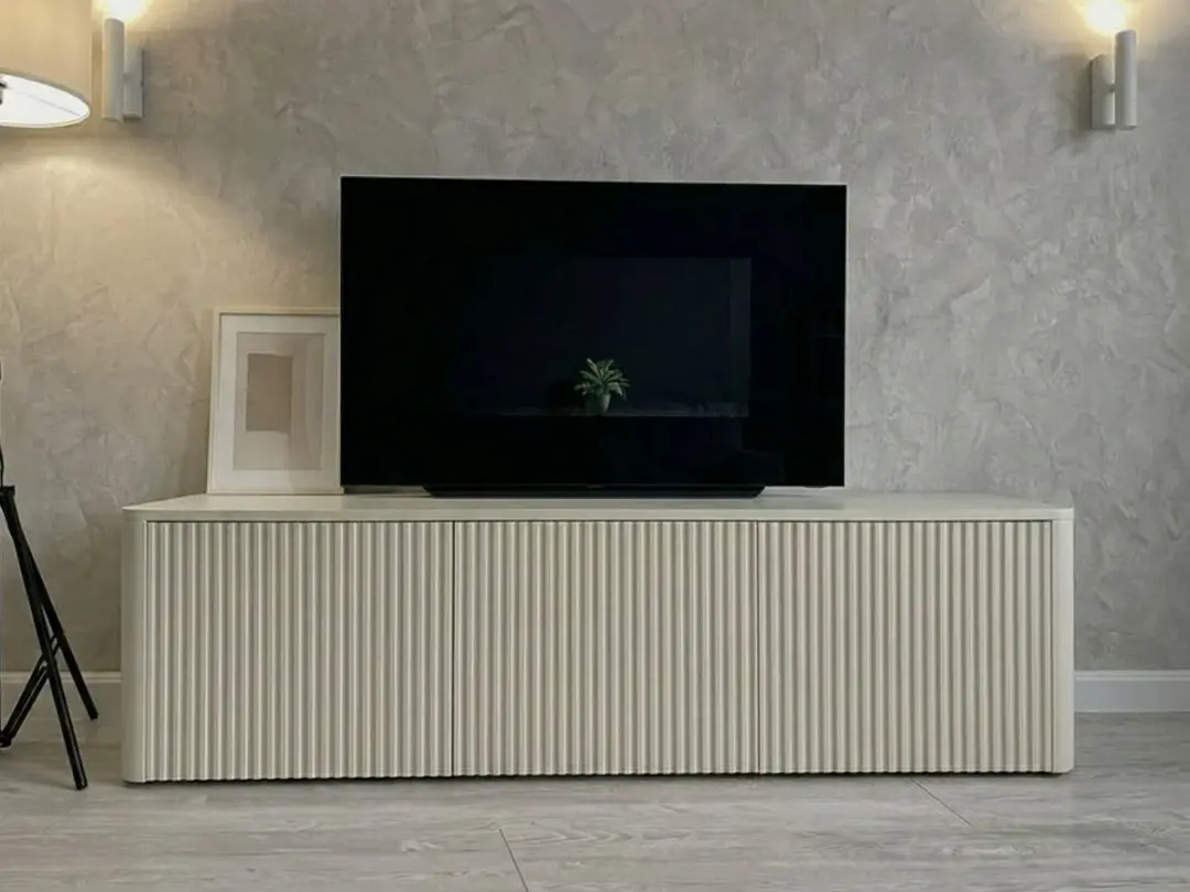 Fluted Cream TV Stand