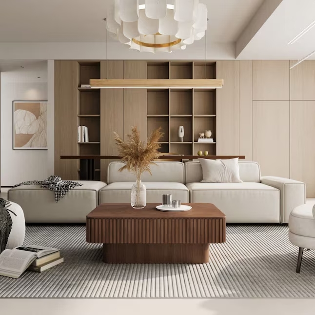 Modern Fluted Lift-Top Coffee Table with Hidden Storage