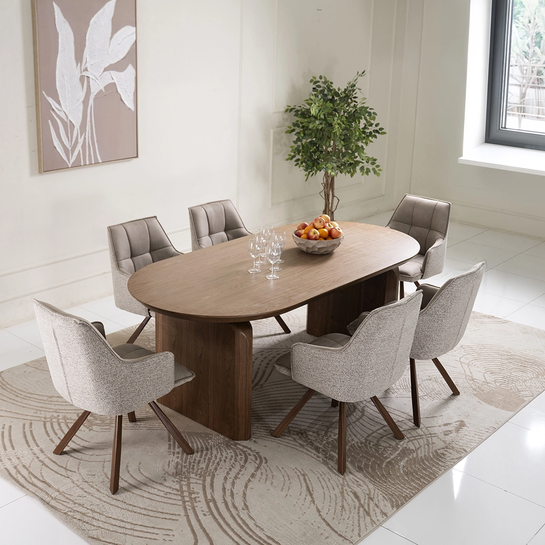 Quinn Walnut Six-Seater Dining Set
