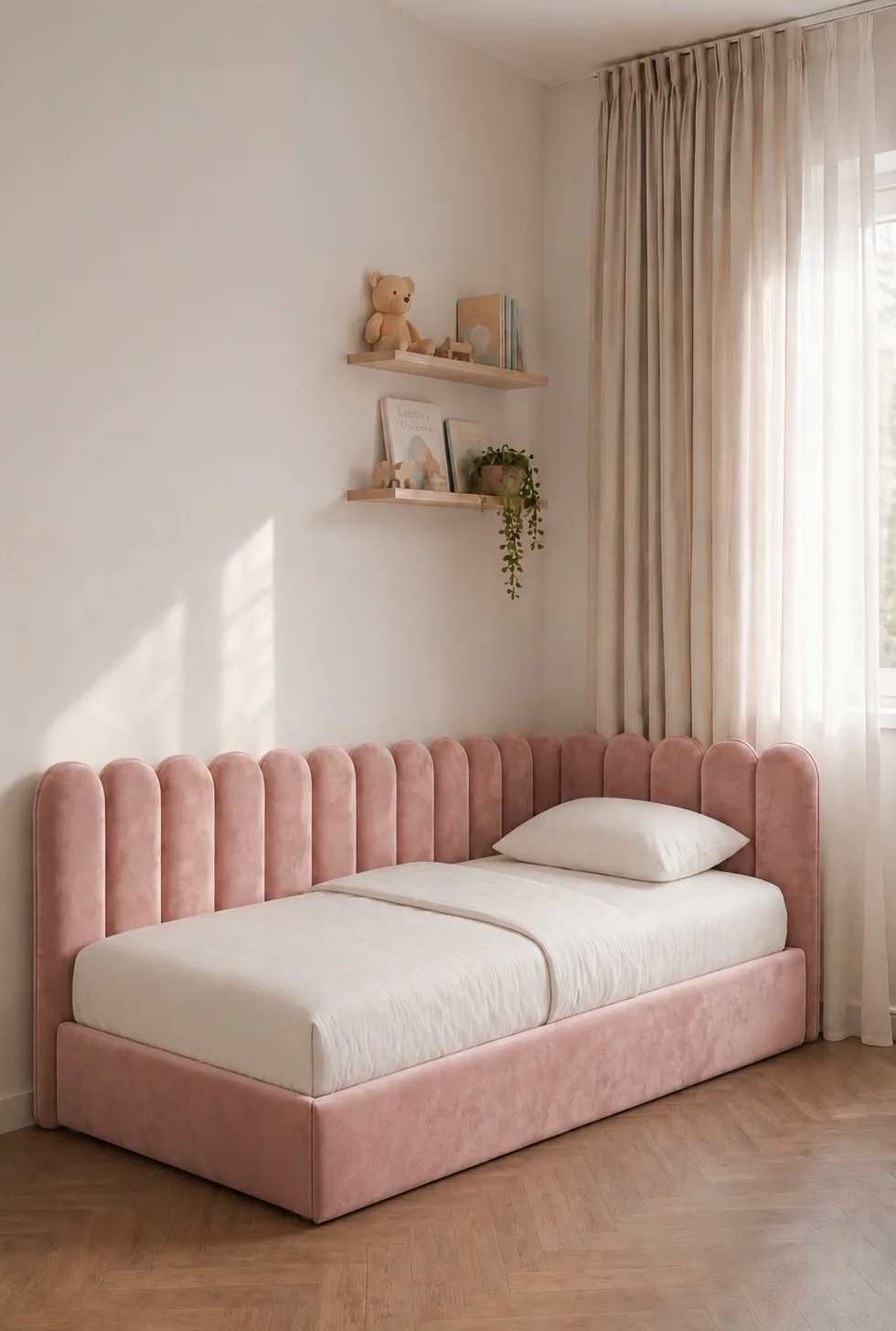 Melor Kids Pink Upholstered Bed