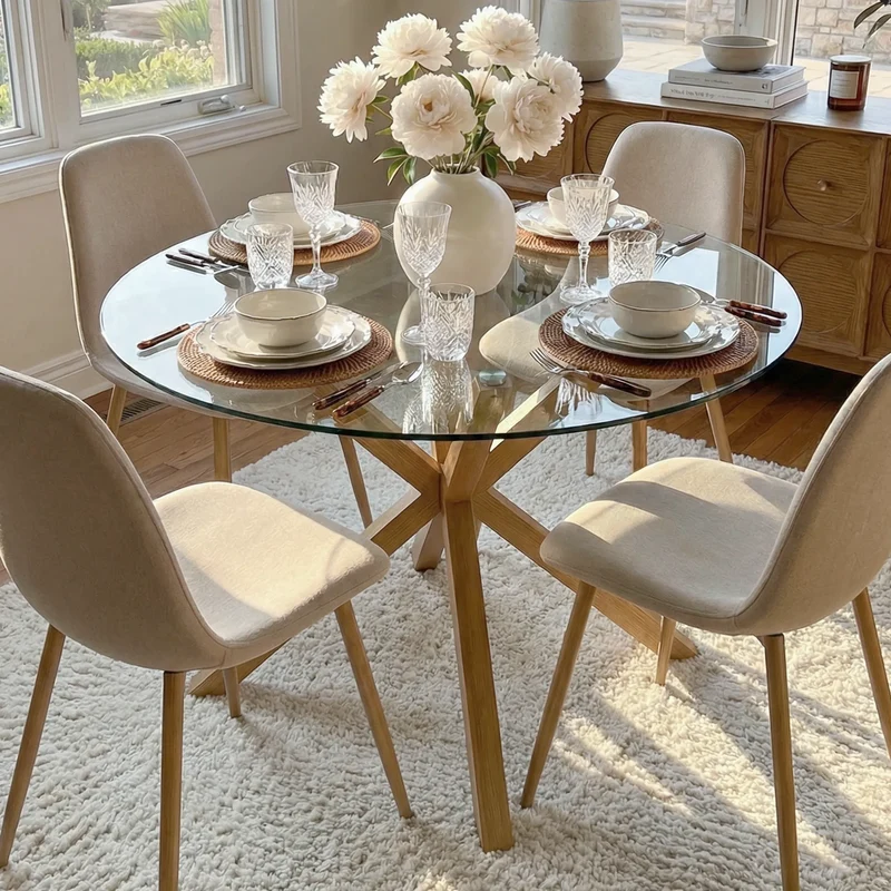 Oliver 39-Inch Round Glass Pedestal Dining Table