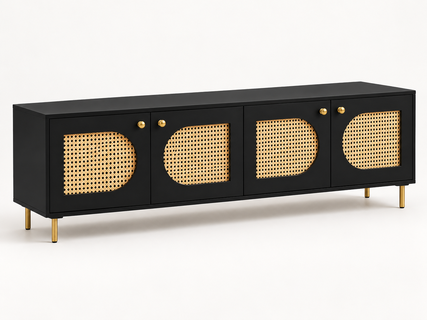 Black Cane Four-Door Media Console