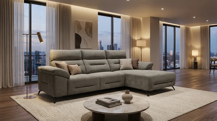 Deryl L-Shaped Sofa with Storage Arm