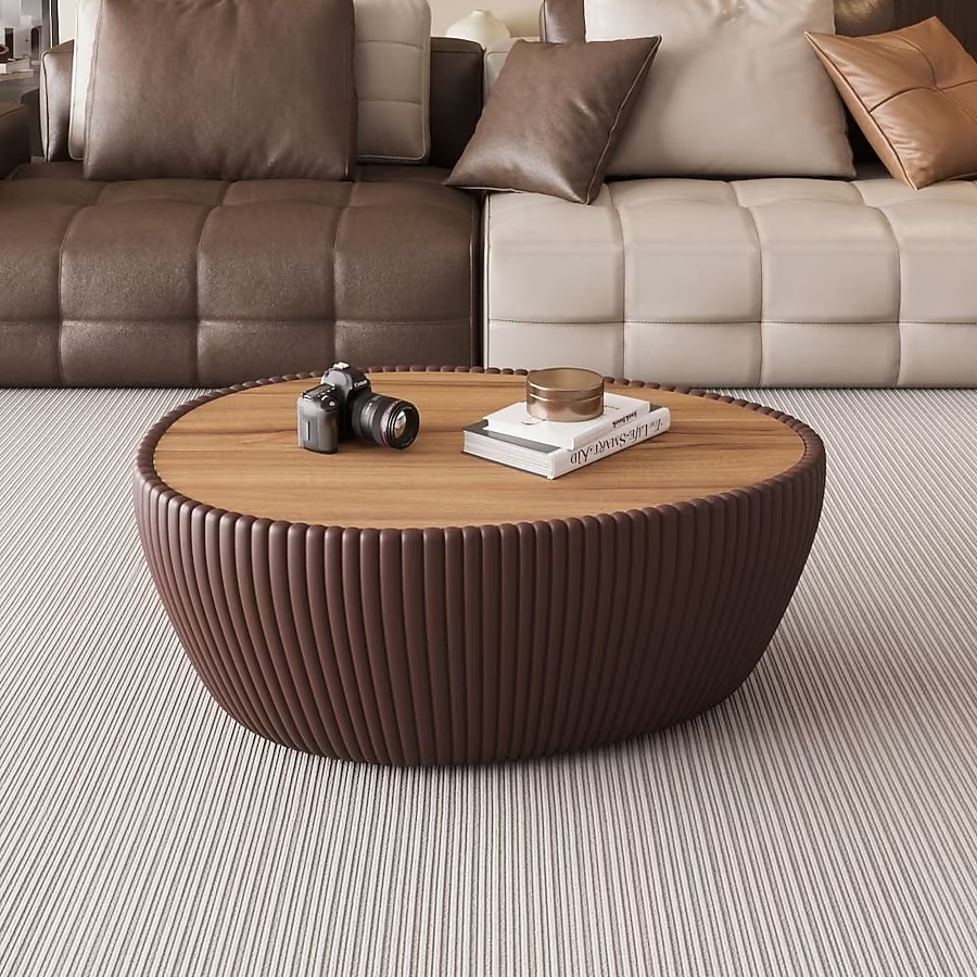 Modern Sintered Stone Goose Egg Coffee Table – Coffee Brown