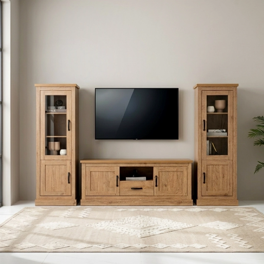 Majestic TV Unit with Two Display Cabinets