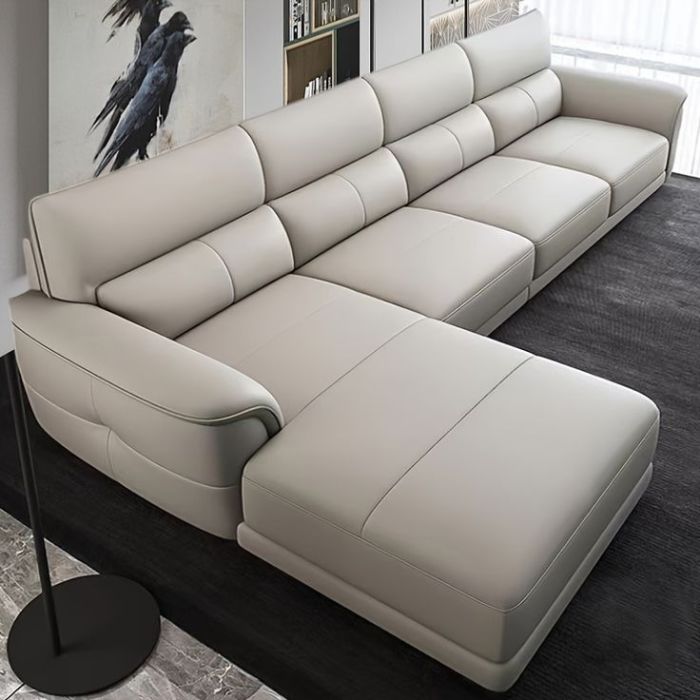 Modern L-Shaped Leather-Style Sectional Sofa