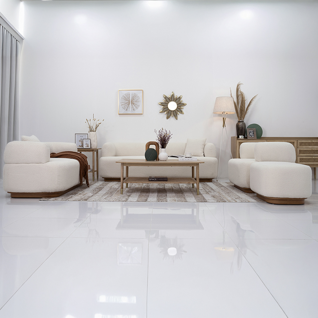 Della Modern Six-Seater Sofa Set with Ottoman