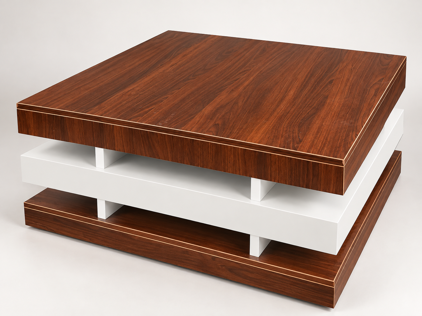 Walnut & White Layered Coffee Table
