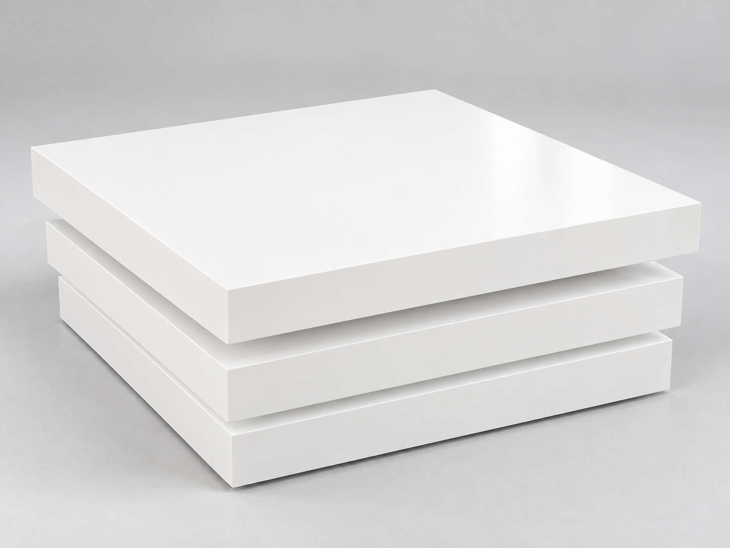 Layered White Square Coffee Table