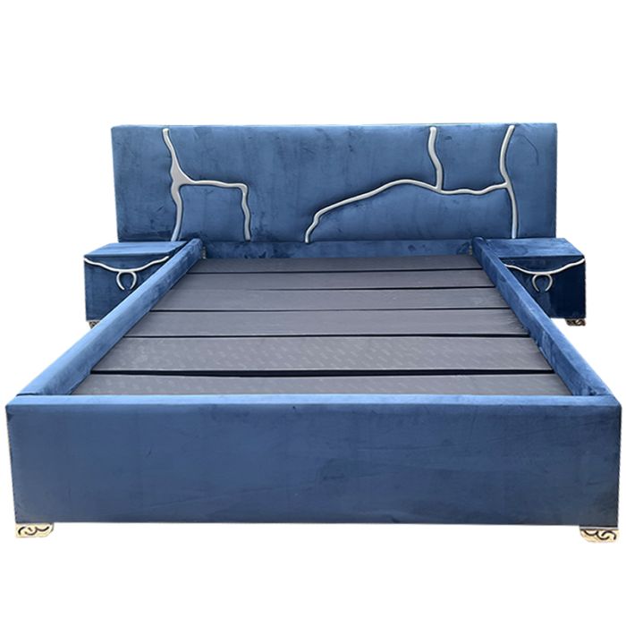 Modern Formica Bed with Upholstered Panel Headboard