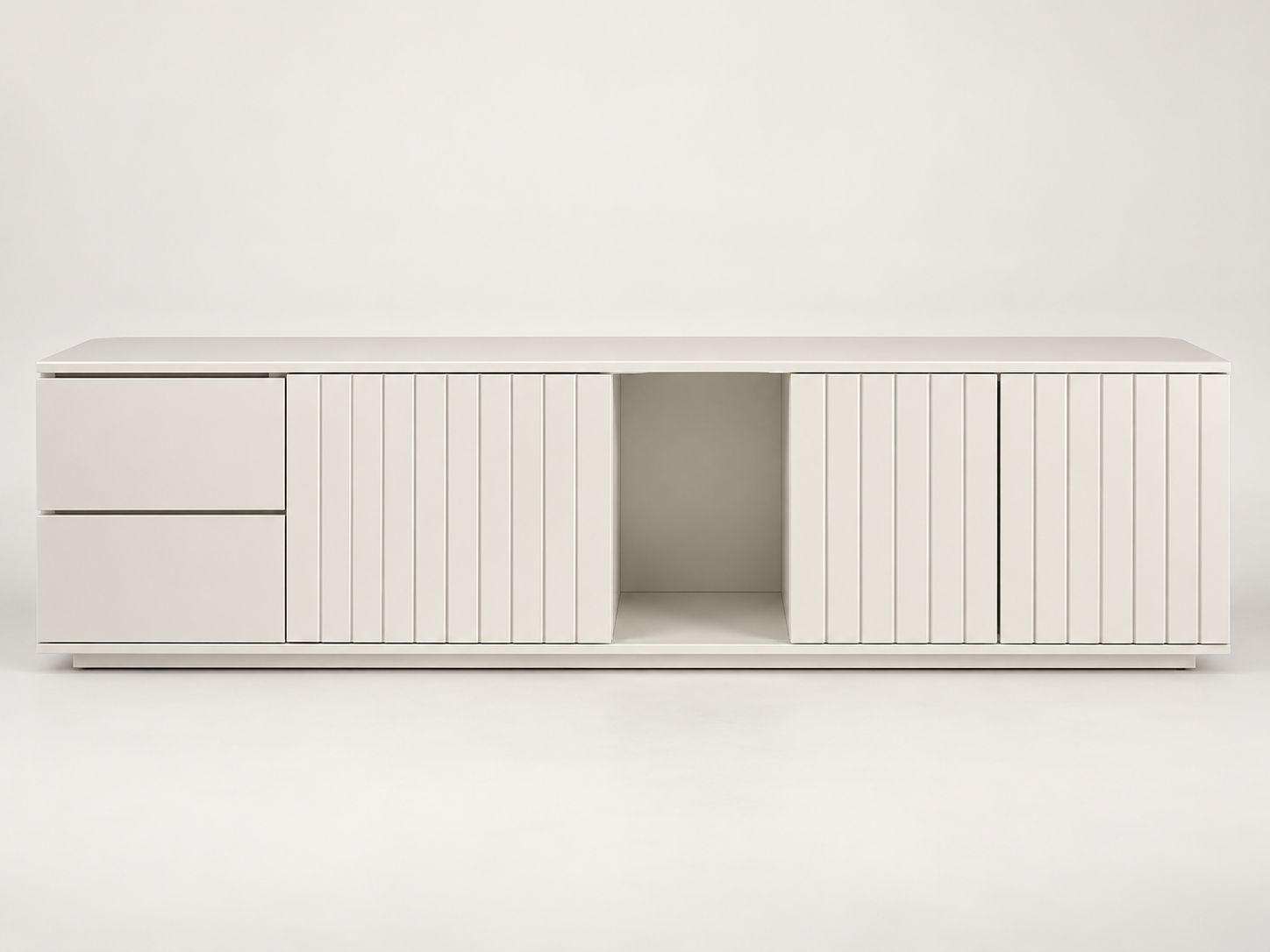 Ivory Fluted Storage TV Console